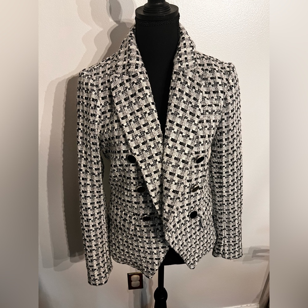Rachel Zoe Black and White Geometric Blazer size small